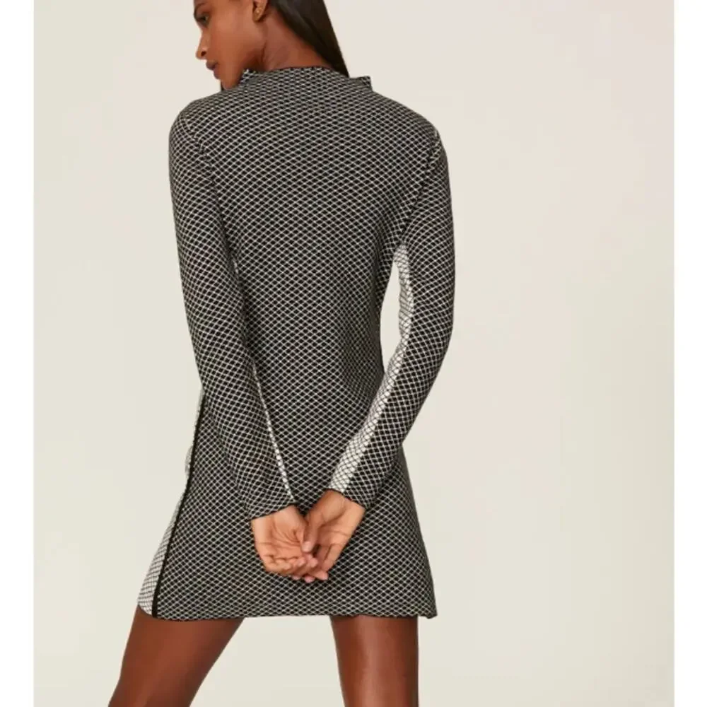 Victor Glemaud Cashmere Mod Mini Dress MEDIUM Checked Sweater Knit Designer $450 - Picture 4 of 10